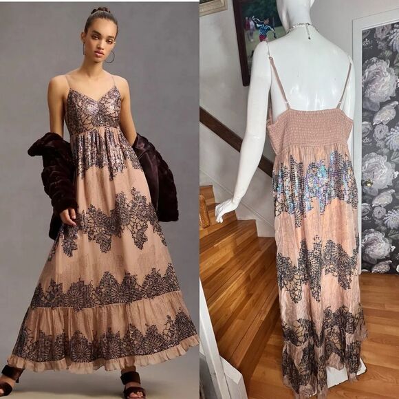 New Anthropologie Let Me Be Deep-V Dress Size MP - Picture 1 of 7